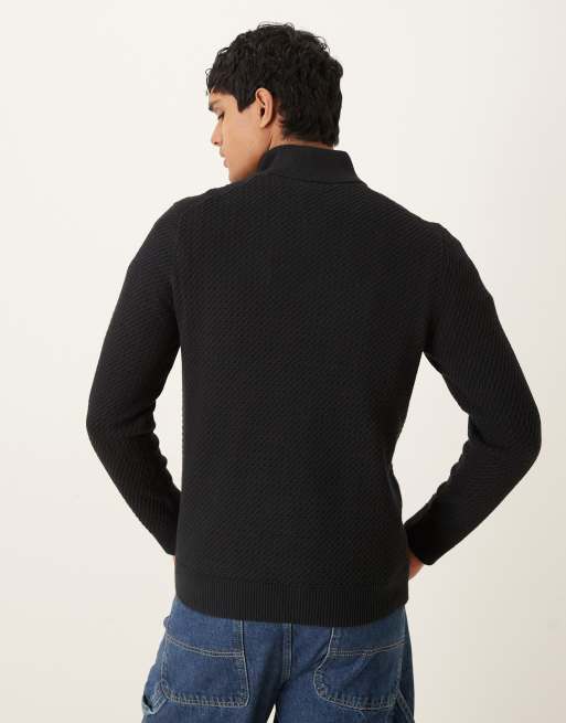 Abercrombie & Fitch quarter zip jumper in black, 4 of 5