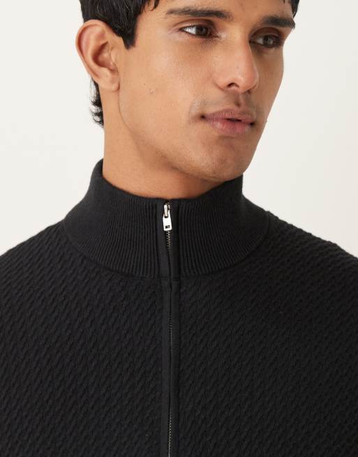 Abercrombie & Fitch quarter zip jumper in black, 5 of 5