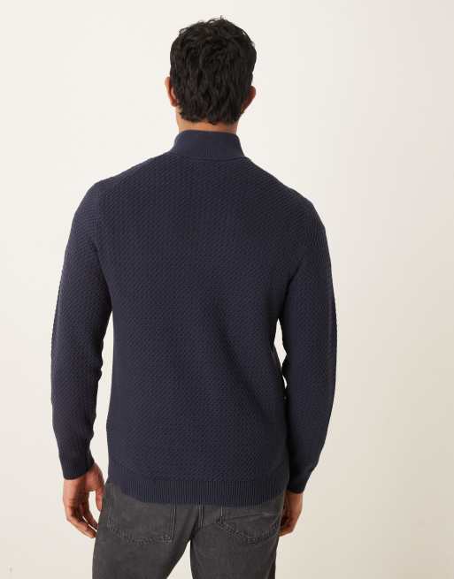 Abercrombie & Fitch quarter zip jumper in navy, 3 of 5
