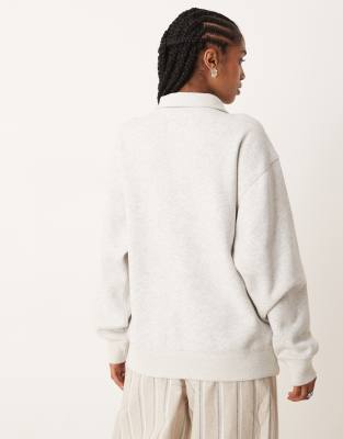 Abercrombie & Fitch Quarter Zip Sweatshirt In White