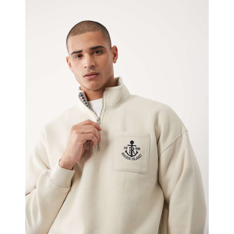 Abercrombie & Fitch quarter zip sweatshirt with embroidered pocket