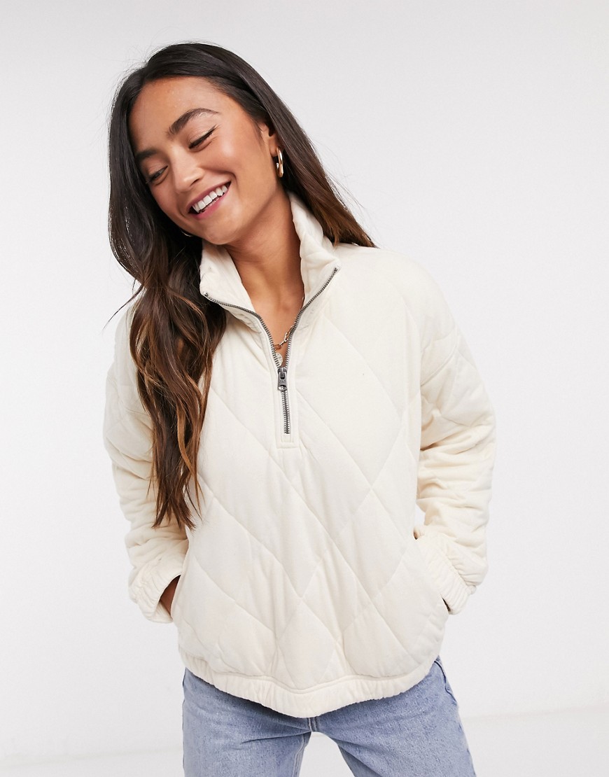 Abercrombie & Fitch quilted fleece jacket in cream