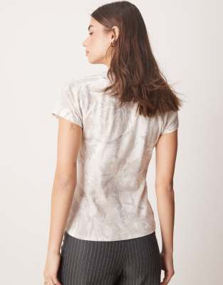 Abercrombie & Fitch Raglan T-shirt With Chest Print In Gray