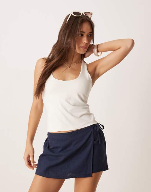 Abercrombie & Fitch - Råhvid tanktop med rund hals og racerryg