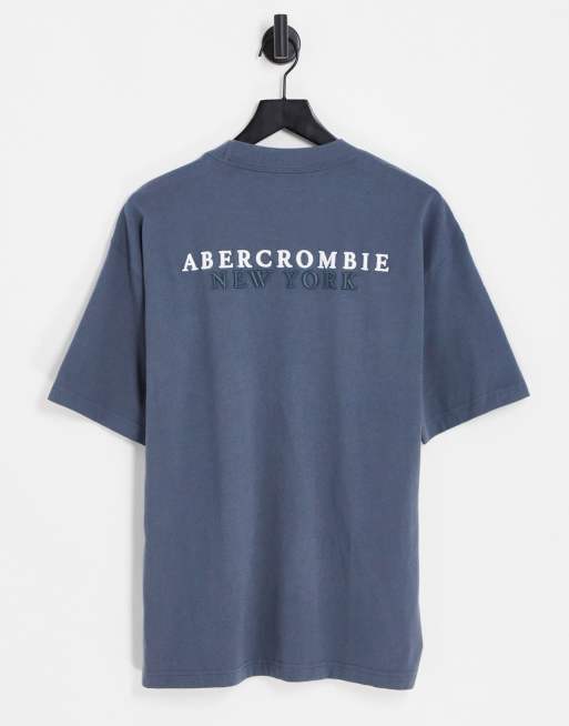Abercrombie & Fitch raised print back logo oversized tshirt in grey ASOS