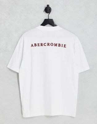 Abercrombie & Fitch raised print back logo oversized t-shirt in white