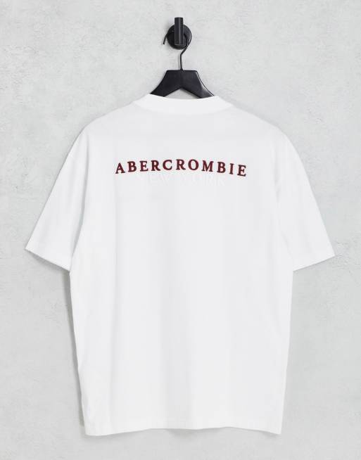 Abercrombie & Fitch raised print back logo oversized tshirt in white