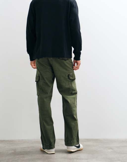 Abercrombie & Fitch raka cargo-byxor i khaki, 5 av 5