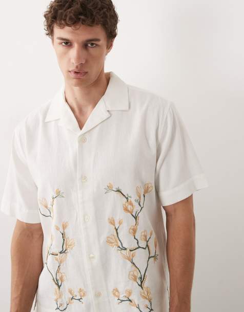 Abercrombie & Fitch - Recht overhemd met korte mouwen en borduursel in wit - view 1