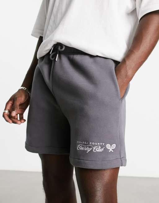 Abercrombie Fitch reef logo sweat shorts in dark gray