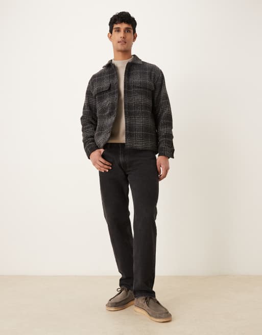 Abercrombie & Fitch relaxed boucle shirt jacket in black plaid, 2 of 5