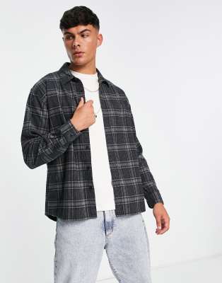Abercrombie & Fitch relaxed fit check flannel shirt in black - ASOS Price Checker