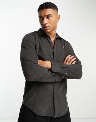 Abercrombie & Fitch relaxed fit cord shirt in dark grey
