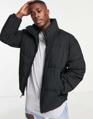 Abercrombie & Fitch Relaxed Fit Heavy Puffer Jacket In Black ModeSens