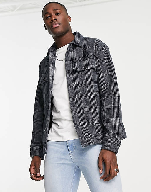 Abercrombie & Fitch relaxed fit heavyweight check flannel overshirt in ...