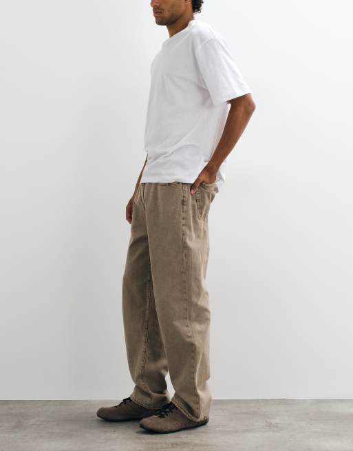 Abercrombie & Fitch relaxed fit jeans i brun vask, 2 af 5