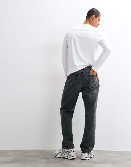 Abercrombie & Fitch relaxed fit jeans in light gray wash, 4 of 5