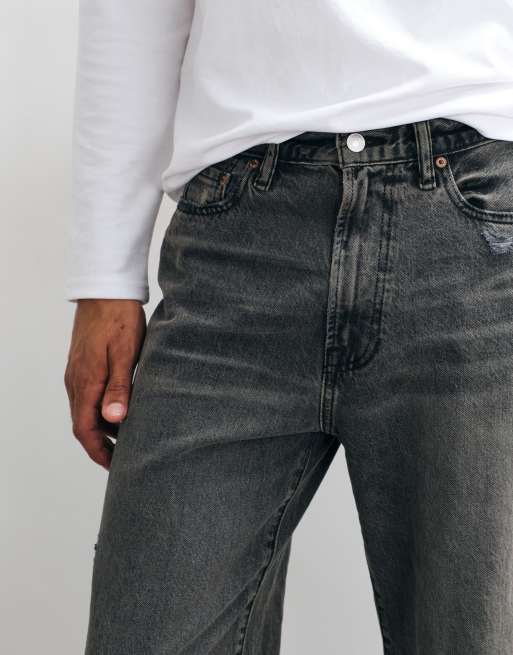 Abercrombie & Fitch relaxed fit jeans in light grey wash, 5 of 5