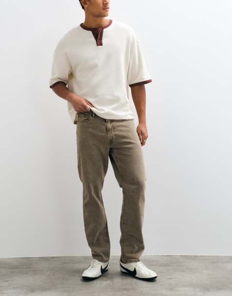 Abercrombie & Fitch Relaxed-Fit-Jeans in verwaschenem Braun - view 1