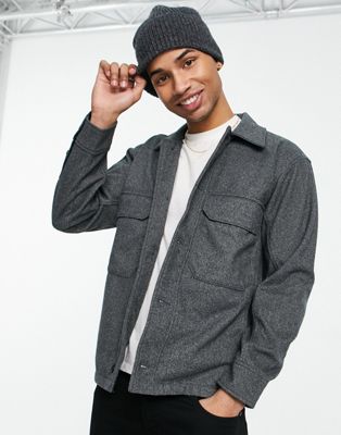 Abercrombie & Fitch relaxed fit unlined overshirt jacket in charcoal grey