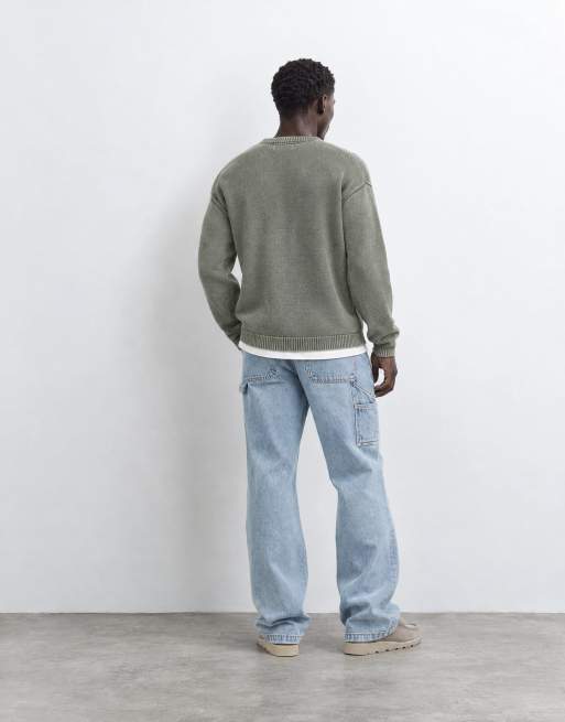 Abercrombie & Fitch relaxed fit workwear jeans in mid blue wash, 10 of 10