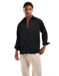 [Abercrombie & Fitch] Abercrombie & Fitch relaxed long sleeve shirt in black L BLACK