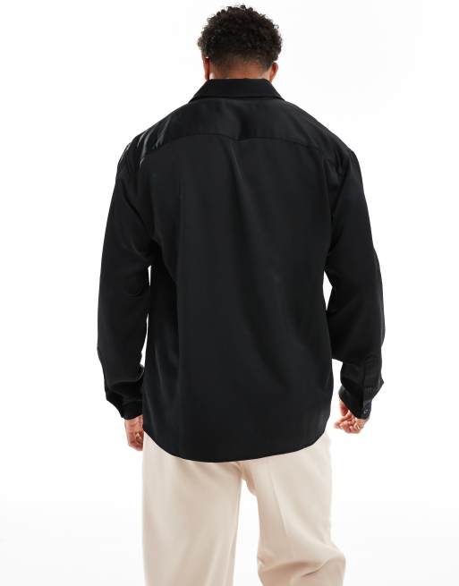Abercrombie & Fitch relaxed long sleeve shirt in black, 2 of 4