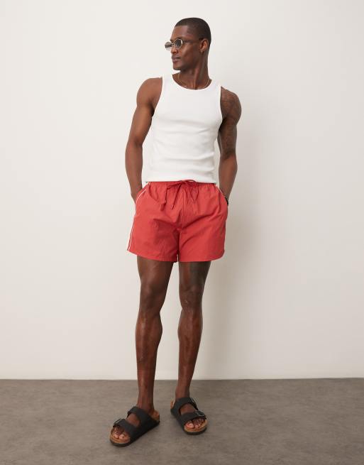 Abercrombie & Fitch relaxed shorts with contrast side stripe in red, 2 of 4