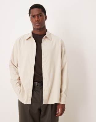 Abercrombie & Fitch relaxed soft-touch shirt in cream