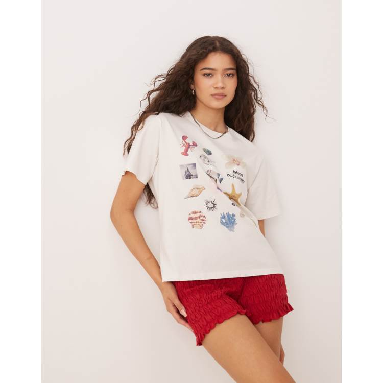 Abercrombie & Fitch relaxed t-shirt with sea details in white | ASOS