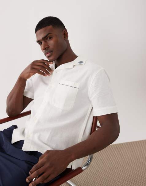 Abercrombie & Fitch resort graphic short sleeve shirt in white - view 1