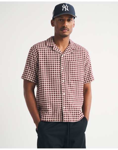 Abercrombie & Fitch Resort shirt in burgundy check - view 1