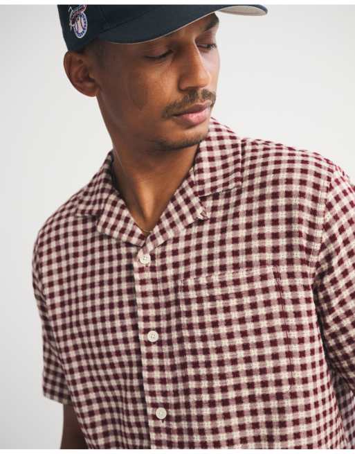 Abercrombie & Fitch Resort shirt in burgundy check, 3 of 7