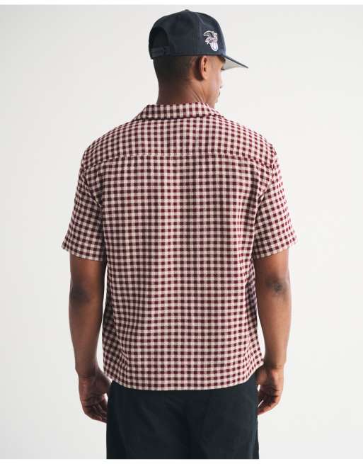 Abercrombie & Fitch Resort shirt in burgundy check, 5 of 7