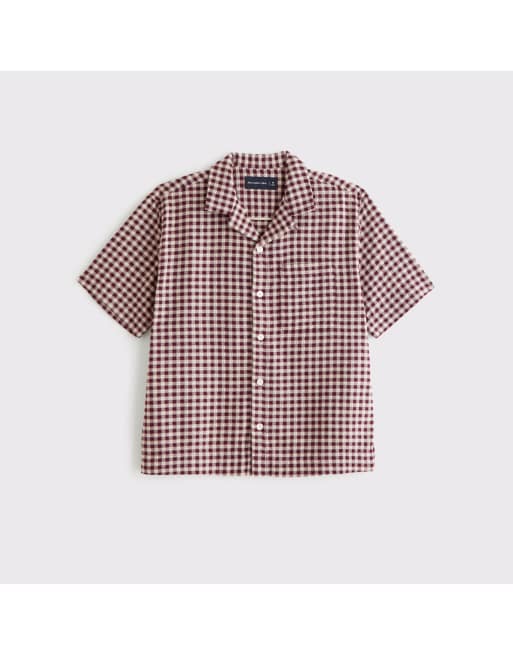 Abercrombie & Fitch Resort shirt in burgundy check, 6 of 7