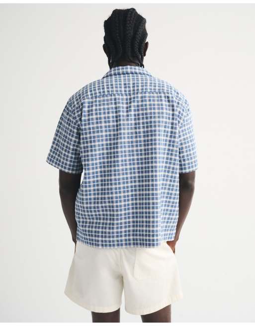 Abercrombie & Fitch Resort shirt in royal indigo check, 6 of 7