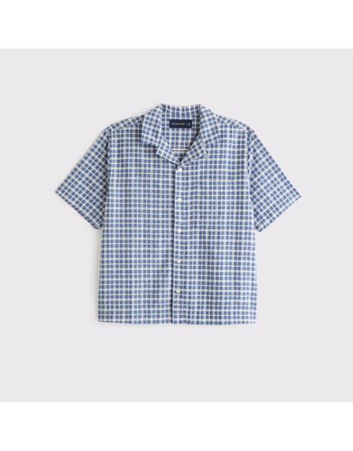 Abercrombie & Fitch Resort shirt in royal indigo check, 7 of 7