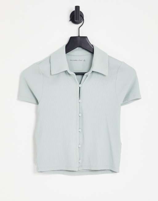 Abercrombie & Fitch rib button down polo in grey | ASOS