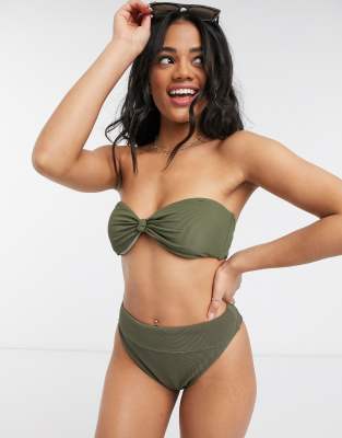 olive green bandeau bikini