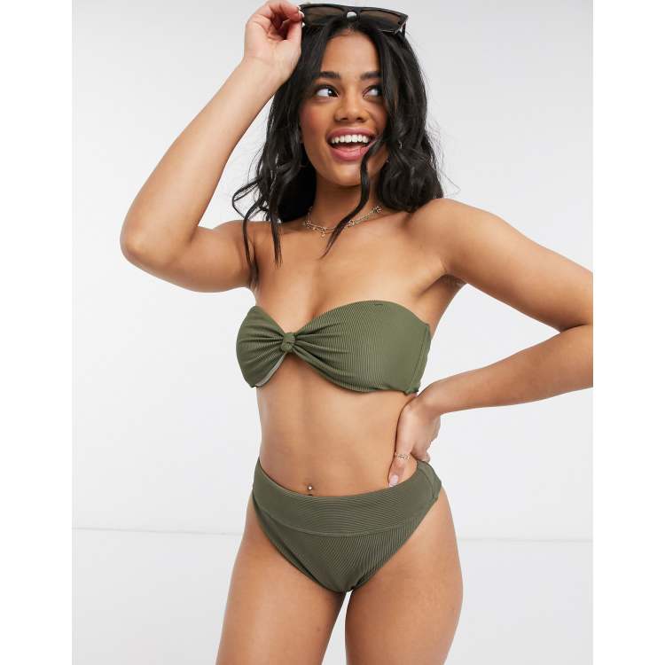 Olive green bandeau bikini online