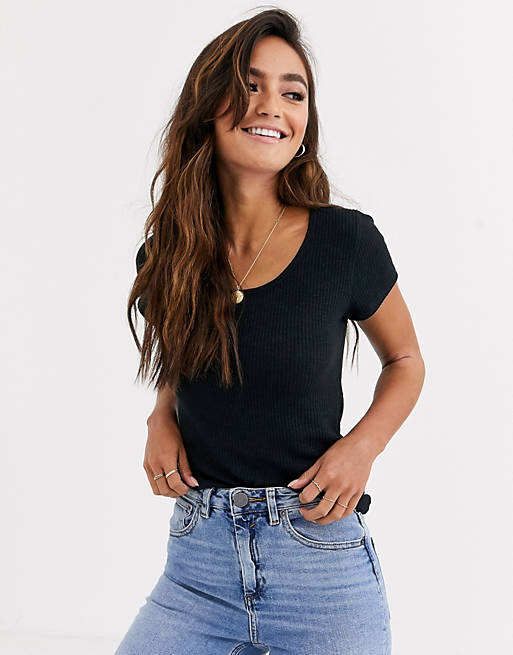 Abercrombie & Fitch ribbed t-shirt in black | ASOS