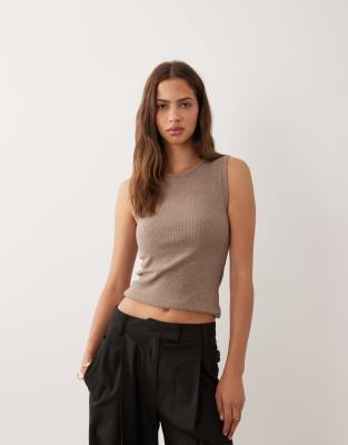 Abercrombie & Fitch Ribbed Tank Top With Built In Neutral
