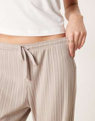 Abercrombie & Fitch Ribbed Wide Leg Sweatpants In Gray