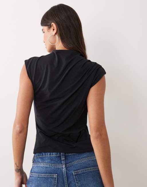 Abercrombie & Fitch ærmeløs top med rynkedetalje i sort, 4 af 4