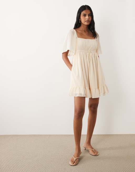 Abercrombie & Fitch - Robe babydoll courte et fluide - Crème, 2 de 4