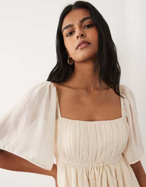 Abercrombie & Fitch - Robe babydoll courte et fluide - Crème, 3 de 4