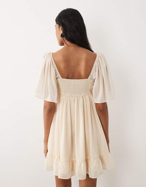 Abercrombie & Fitch - Robe babydoll courte et fluide - Crème, 4 de 4