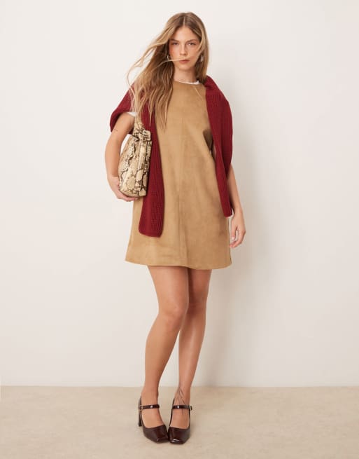 Abercrombie & Fitch - Robe blazer sans manches en daim - Fauve