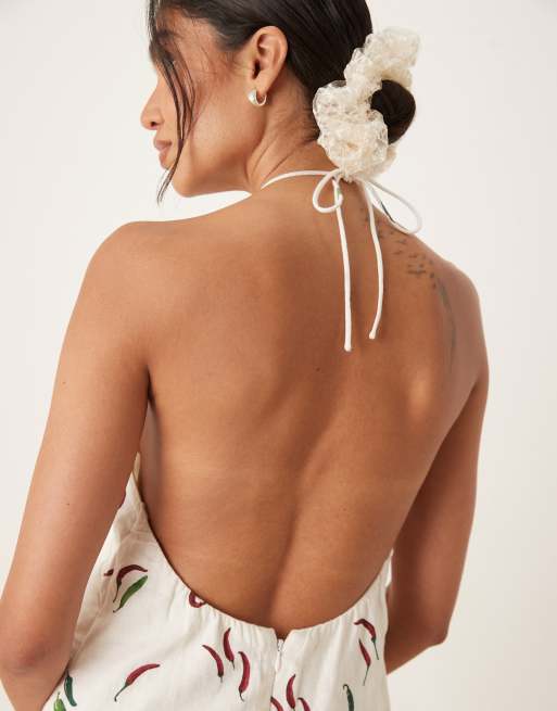 Abercrombie & Fitch - Robe courte dos nu en lin avec imprimé piments, 4 de 4