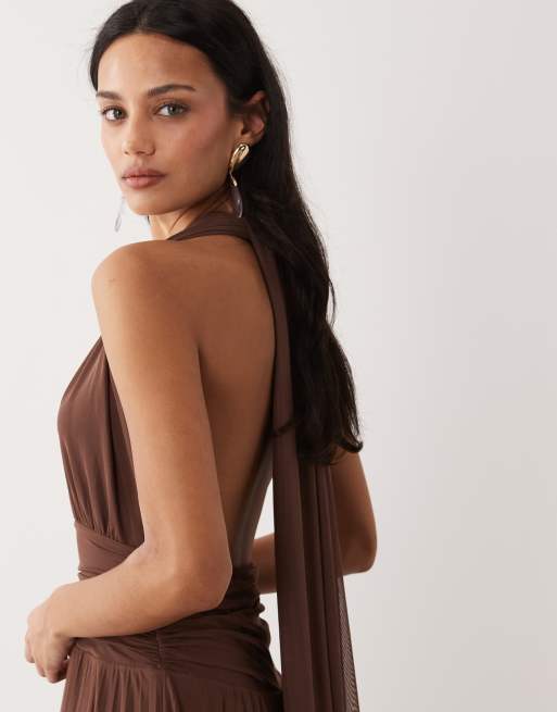 Abercrombie & Fitch - Robe longue dos nu multipositions - Marron, 2 de 4